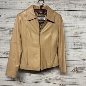 Wilsons Leather Pelle Studio Cream Tan Leather Jacket XS